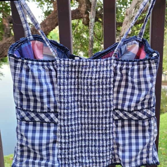 Hollister Navy Checkered Women's Blouse - Picture 3 of 6